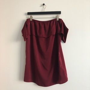 Urban Outfitters Off the Shoulder Dress Burgundy